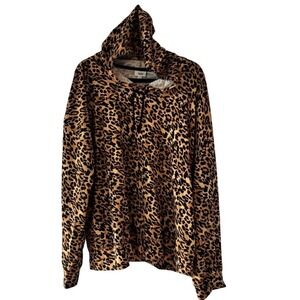 Jenni Intimates XXL Casual Leopard Hoodie Animal Print Black and Tan plus size